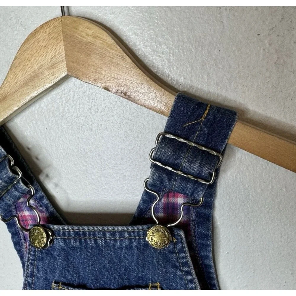 Vtg Oshkosh B'Gosh Vestbak Flannel Lined Bib Overalls Girls 24 Months Baby Denim